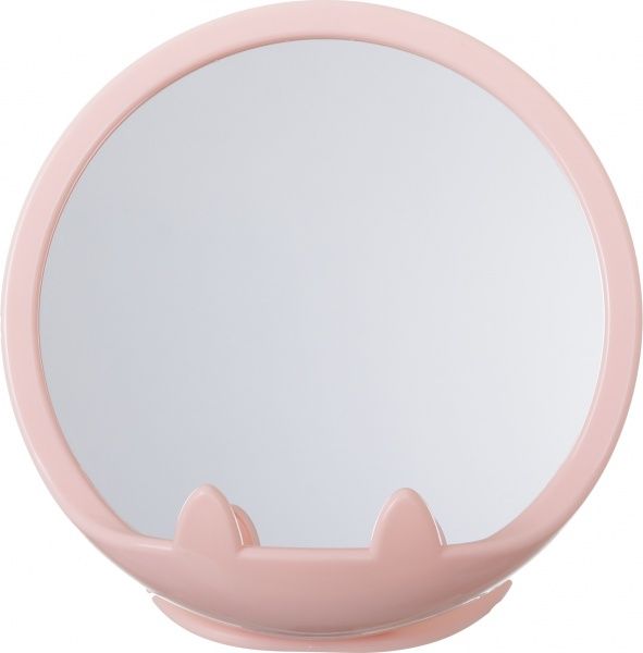 Зеркало косметическое с ручкой 18х11х11,8 см розовое