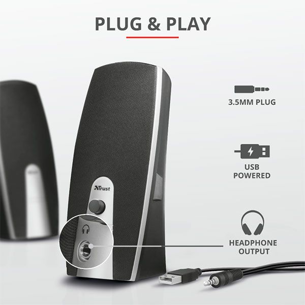 Акустическая система Trust Mila USB 2.0 black/silver  
