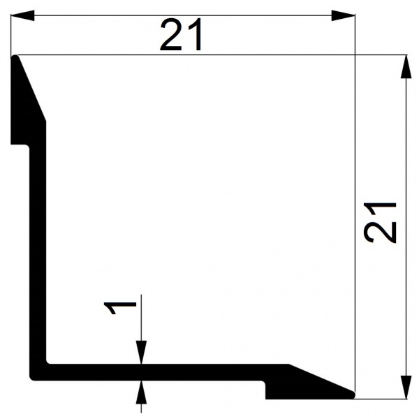Уголок АЛЮПРО 21x21x1 мм 2710 мм внутренний ПАС-3094 AS