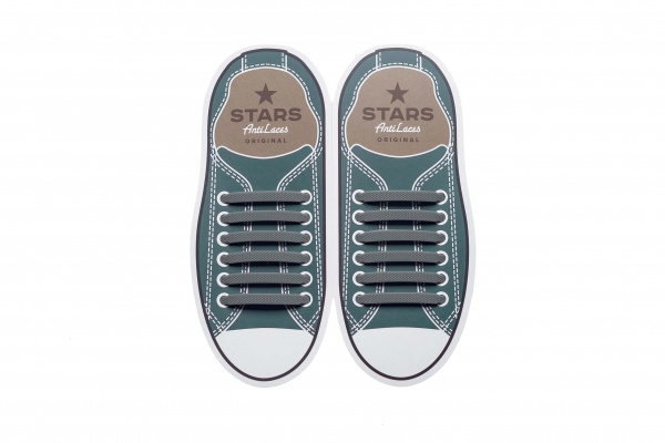 Шнурки силіконові AntiLaces Stars 56,5 мм 12 шт. сірий