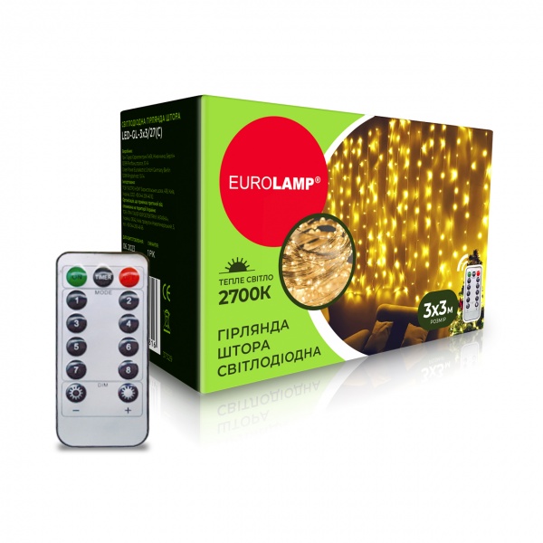 Электрогирлянда-штора Eurolamp GL-3x3/27(C) светодиодная (LED) 300 ламп 3 м 