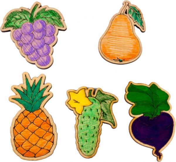 Игрушка деревянная Зірка магнит Фрукты-овощи