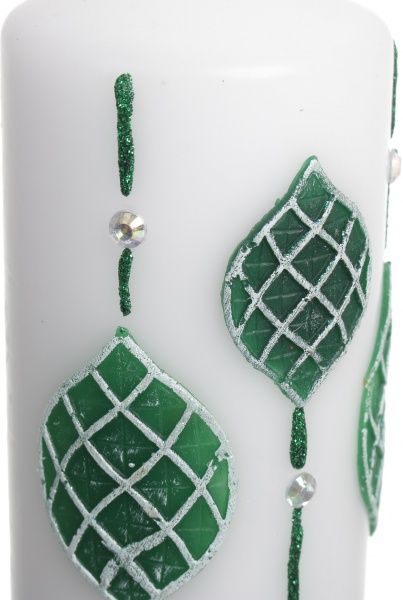 Свеча Цилиндр декоративная Аппликация 70х120 зеленая Pako-If