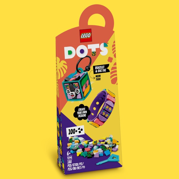 Конструктор LEGO DOTS Браслет и бирка для сумки «Неоновый тигр» 41945