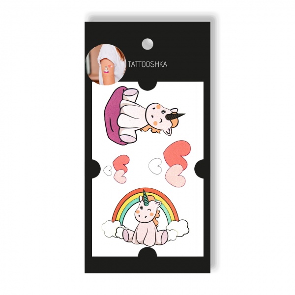 Временная татуировка Tattooshka Единороги с радугой WS-149