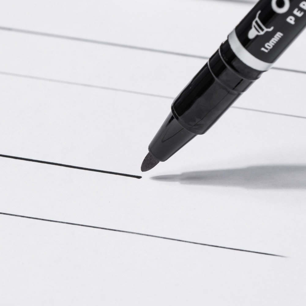 Маркер перманентный Deli 1 мм/0,5 мм двухсторонний черный EU211-BK