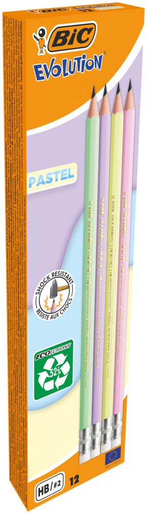 Карандаш графитный с ластиком HB Pastel Evolution BIC