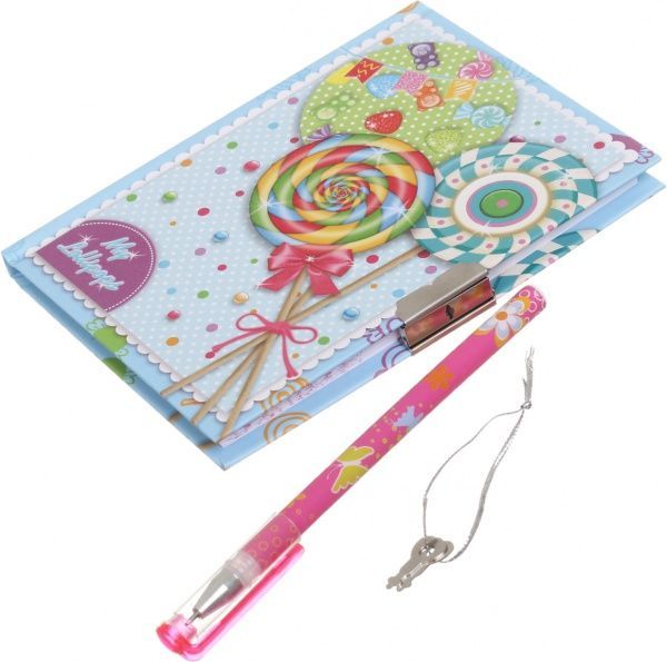Блокнот детский на замочке в подарочной коробке с ручкой Malevaro Леденцы (640711-A)