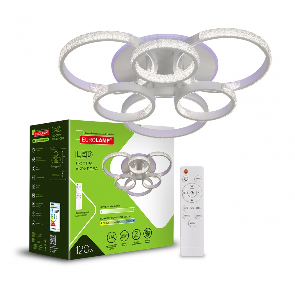 Люстра стельова Eurolamp 120 Вт LED-модуль білий LED-LR-120-M18(white)