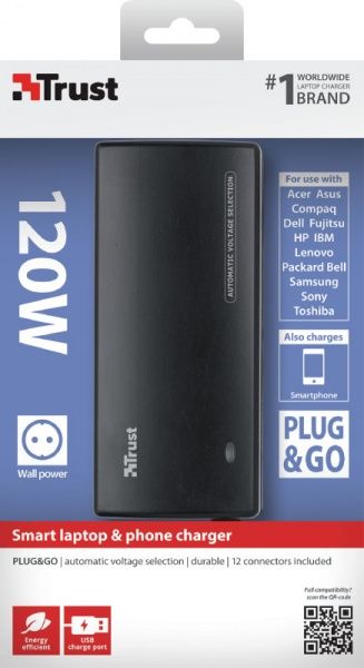 Зарядное устройство Trust Plug & Go Universal 120W Laptop Charger 16891