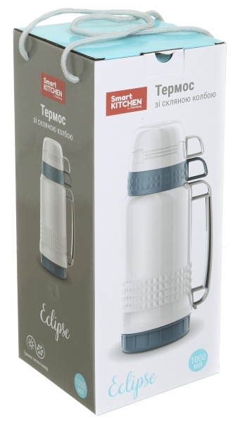 Термос Eclipse зі скляною колбою білий 1000 мл Flamberg Smart Kitchen