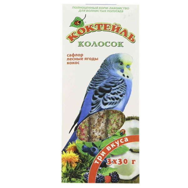 Корм Природа Колосок Три вкуса сафлор лесные ягоды и кокос 3х30 г