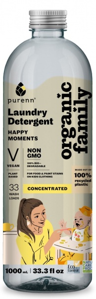 Гель для машинной стирки ORGANIC FAMILY Happy moments с ромашкой 1 л 