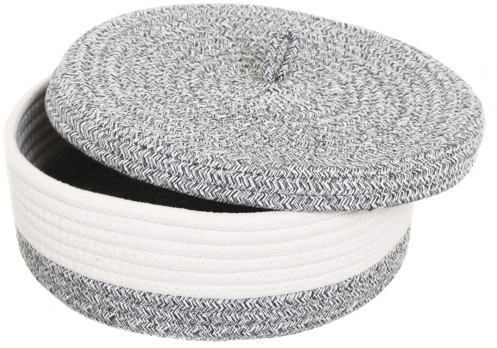 Кошик Luara з кришкою світло-сірий круглий 25х9 см