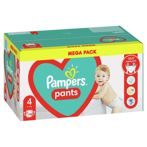 Підгузки-трусики Pampers Pants Розмір 4 (9-15 кг) 108 шт.