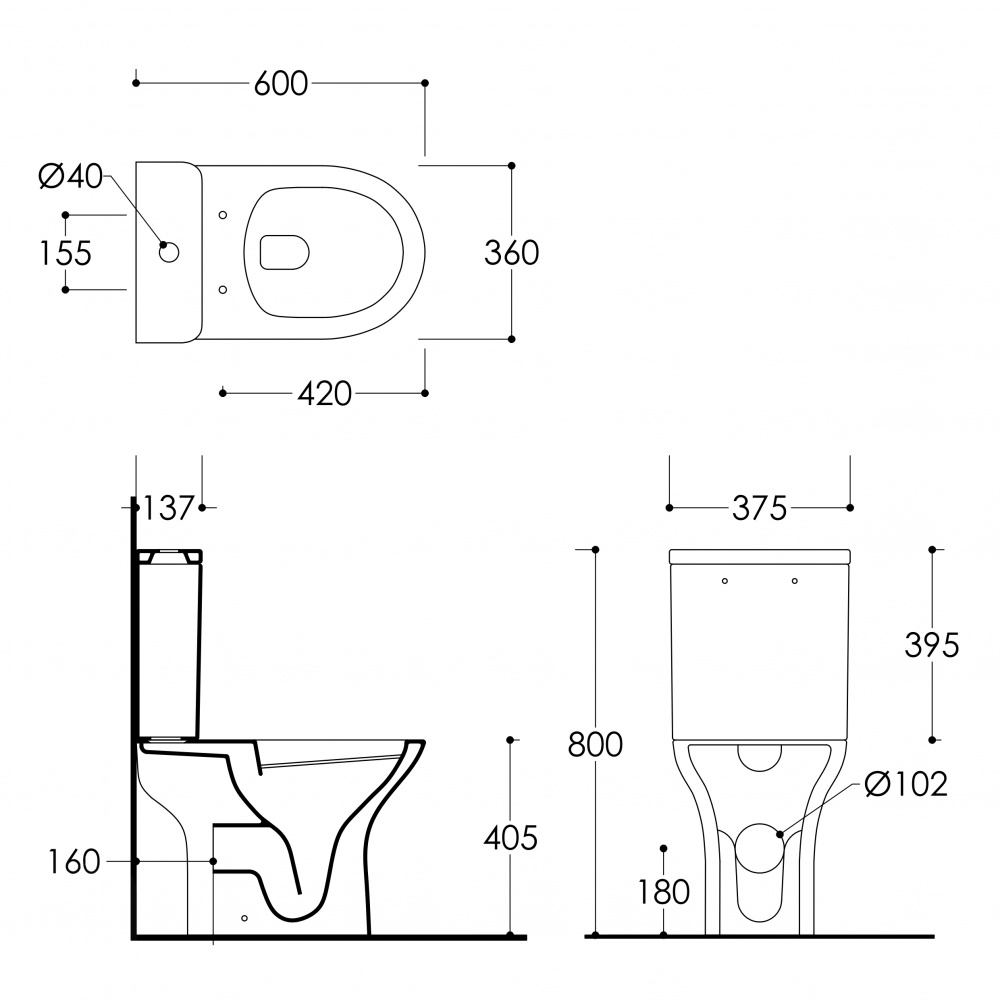 Унитаз-компакт Imprese KVET Rimless, 61х36х79см, с сиденьем Duroplast slow-closing