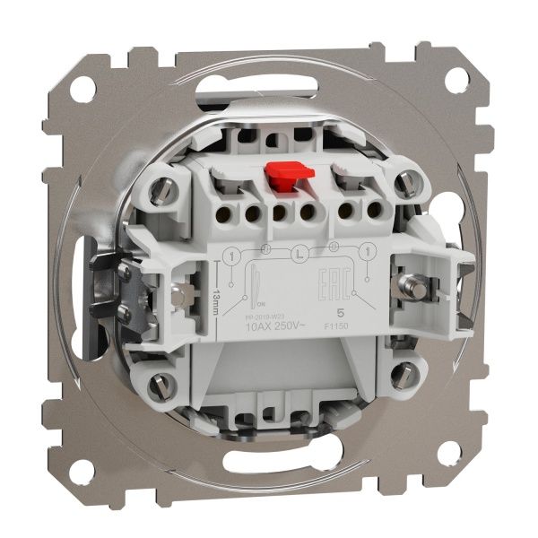 Выключатель двухклавишный Schneider Electric Sedna Design без подсветки 10 А 250В алюминий SDD113105