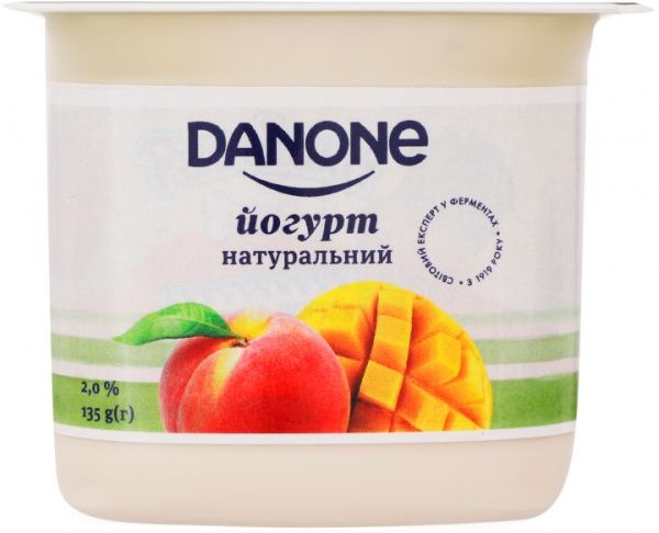 Йогурт Danone манго-персик 2% 135г (4820226162537) 