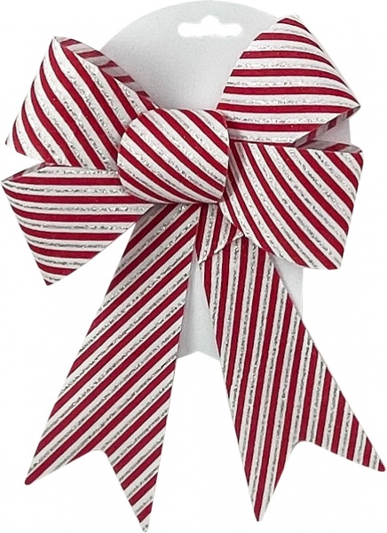 Декорация Бант в полоску 22 см белый с красным SD11-142
