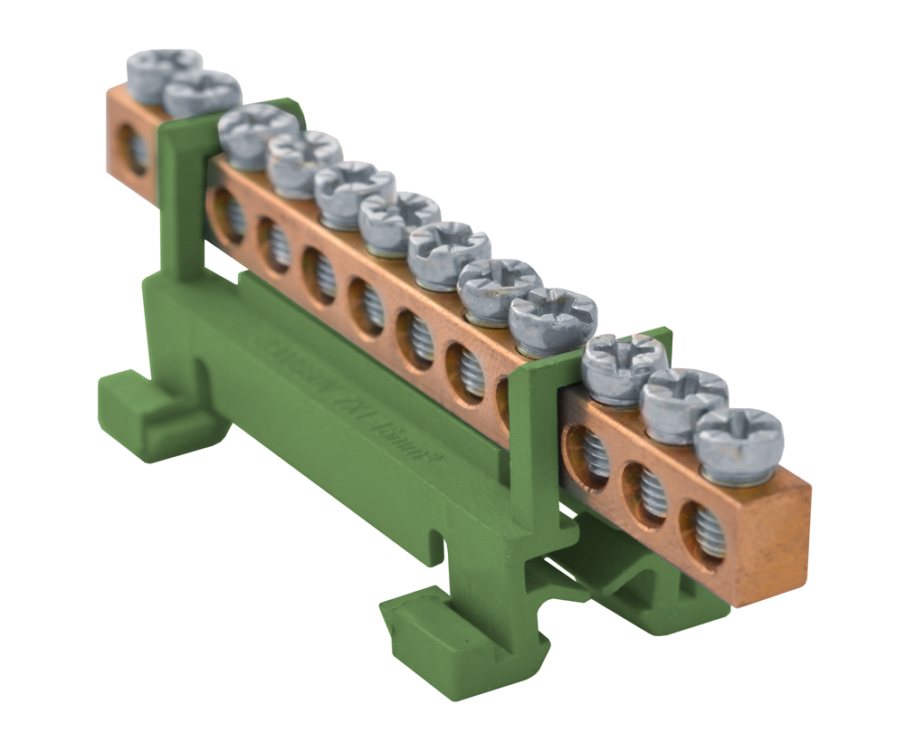 Шина нулевая на DIN-рейку универсальная E.NEXT e.bs.stand.1.15.green s025009