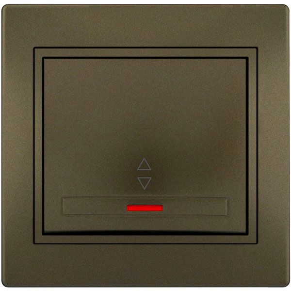 Вимикач прохідний одноклавішний Lezard Mira з підсвіткою 10 А 250В світло-коричневий