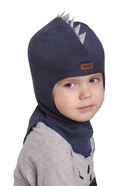 Шапочка детская для мальчика Beezy Дино р.50-52 синий меланж 1715 
