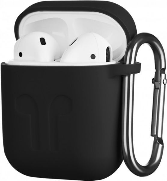 Чохол для навушників 2E для Apple AirPods Pure Color Silicone Imprint 1.5 мм black (2E-AIR-PODS-IBSI-1.5-BK) 