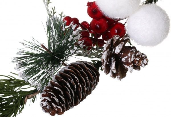 Декоративная гирлянда внутренняя 1,3м заснеженная с ягодами, шишками и шарами RS1T781 