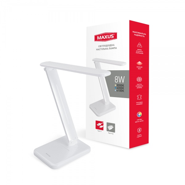 Настільна лампа Maxus LED 8 Вт білий 1-MDL-8W-WH 