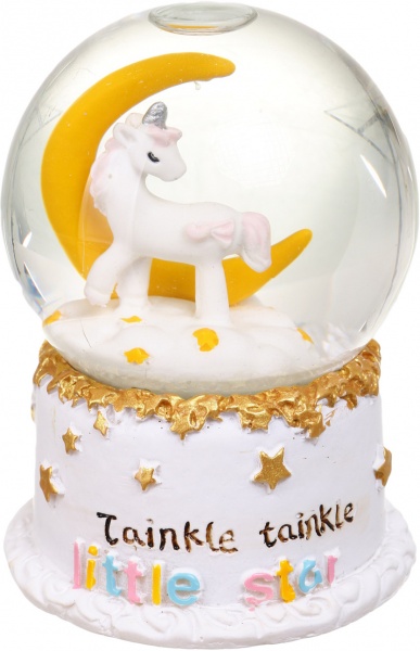 Сувенир новогодний с подсветкой шар снежный единорог 1828-65 светодиодная (LED) 