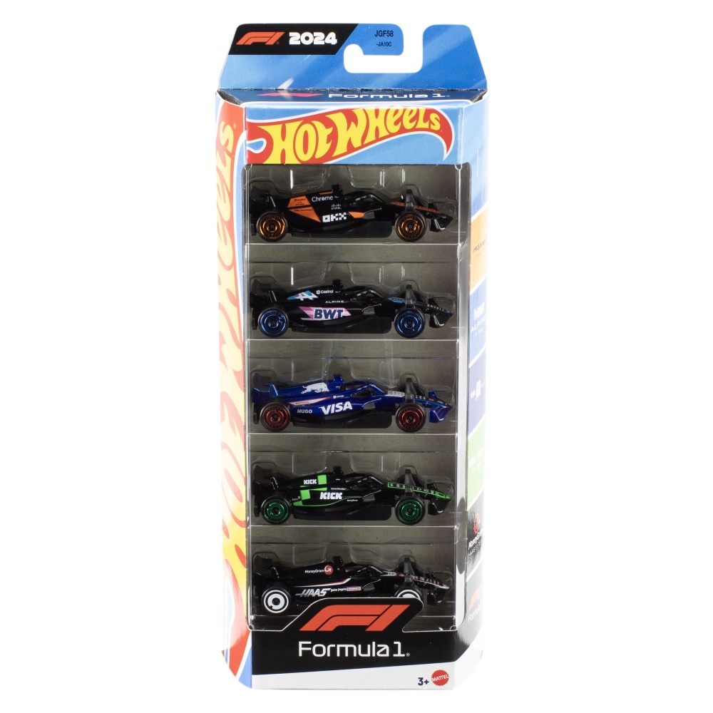 Набір машинок Hot Wheels 5 базових болідів «F1 2024» JGF58