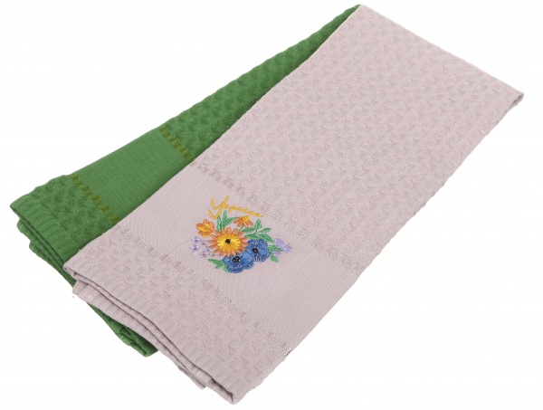 Набір рушників вафельних з вишивкою Україна (1 шт.) + без вишивки (1 шт.) різнокольоровий La Nuit 