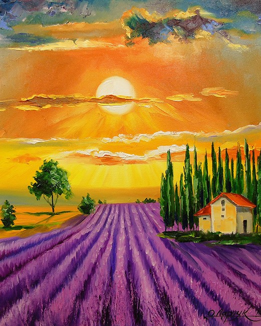 Набор со стразами на подрамнике Лавандово поле на закате худож. Дарчук О. 30x40 см GoToArt