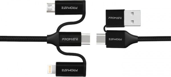 Кабель Promate USB Type-C – USB Type-C 1,2 м чорний (pentapower.black) microUSB/Lightning 