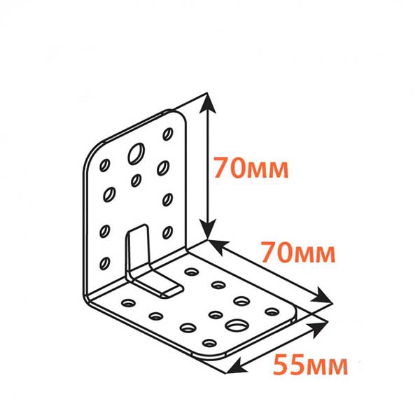 Кутник перфорований Kolchuga рівносторонній 70x70x55 мм 2,5 мм