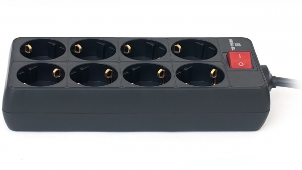 Фильтр-удлинитель Real-el RS-8 Protect с заземлением 8 гн. черный 5 м 