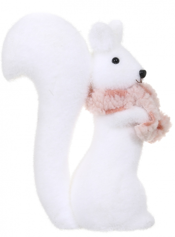 Декорация новогодняя белочка белая LX2023-0949 24 см