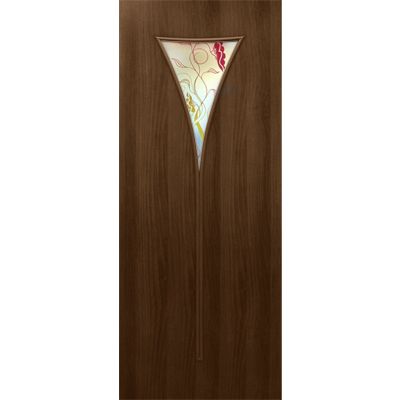 Дверь межкомнатная Рюмка 2 90 см орех стекло с рисунком СС+ФП