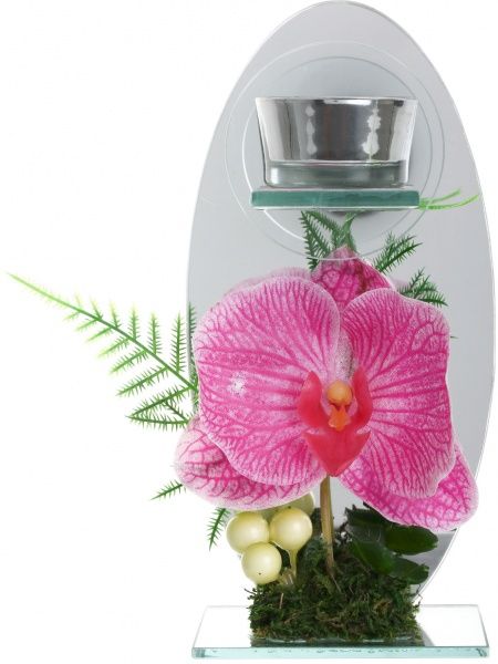 Свічник скляний з орхідеєю EBA14A015