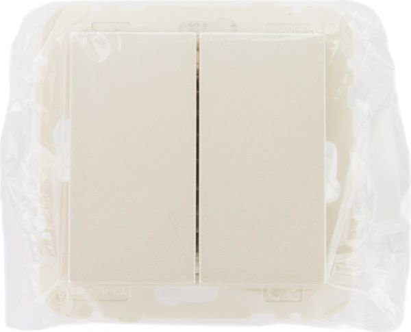 Вимикач двоклавішний Efapel Logus без підсвітки 10 А 250В IP20 кремовий