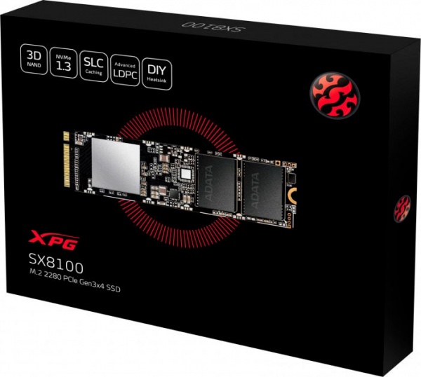 SSD-накопитель ADATA 512GB M.2 PCI Express 3.0 x4 NAND TLC (ASX8100NP-512GT-C) 