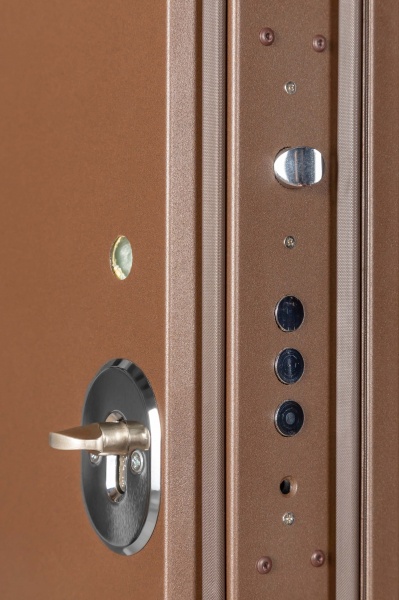 Дверь входная Булат Elegant 703 Metalic Wood - коричневая коричневый 2050x950 мм правая