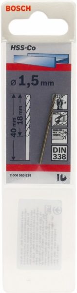 Сверло по металлу Bosch HSS-CO STANDARD 18x40 мм 1.5 мм 2608585839