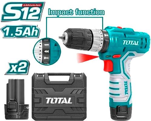 Шуруповерт ударний акумуляторний TOTAL® TIDLI1232