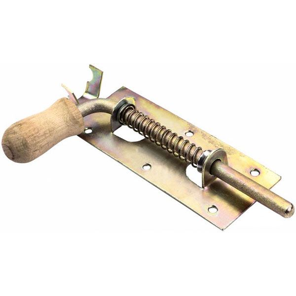 Засов гаражный №1 с деревяной ручкой желтый 200 мм