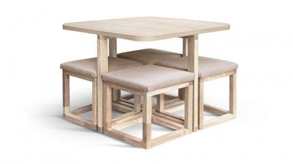 Комплект Gramma Прометей стол обеденный + 4 стула беж 