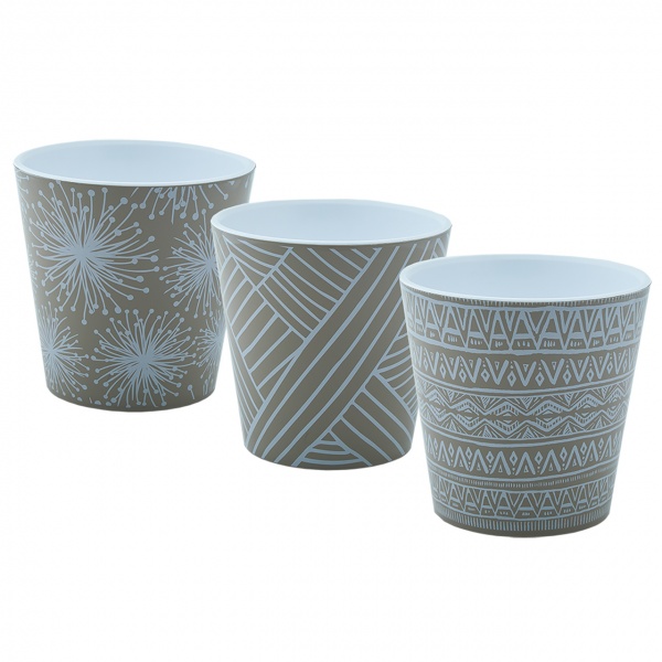 Горшок Алеана Деко со вставкой с декором Этно 16,0х15,5 см круглый 1,8 л какао (114047) 