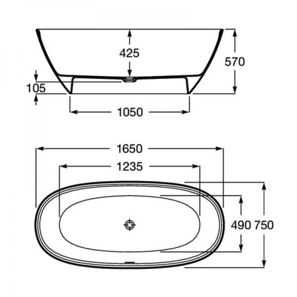 Ванна зі штучного каменю ROCA Ariane A248470000 165х75 см 