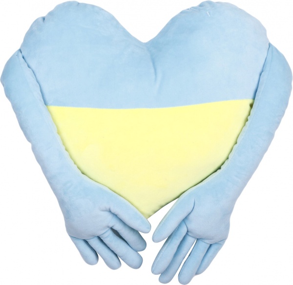 Подушка Сердце с ручками 28x35 см желто-голубой Гулівер Країна 