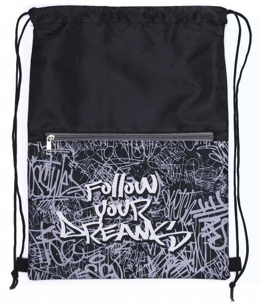 Сумка для взуття Lider з замком Graffiti Іди за мрією чорно-білий